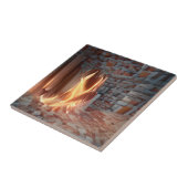 Feuer knistert im abstrakten Ziegelraum Fliese (Seite)