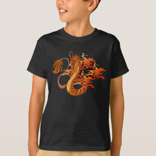 Feuer-korallenroter Drache-Kinderdunkelheits-T - T-Shirt