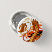 Feuer-korallenrotes Drache-Fantasie-Raum-Button Button (Vorne & Hinten)