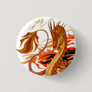 Feuer-korallenrotes Drache-Fantasie-Raum-Button Button