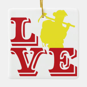 FEUER LIEBE mit Wildland Firefighter [FL15] Keramikornament