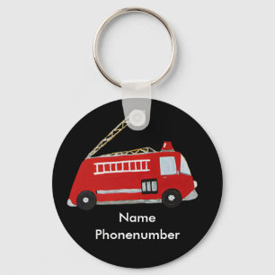 Feuer-LKW in der roten Vintagen Art für Kinder Schlüsselanhänger