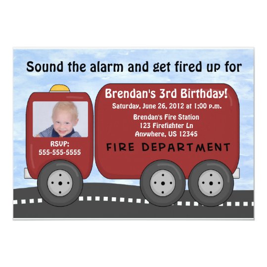 Feuer Lkw Kindergeburtstag Einladung Einladung Zazzle De