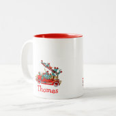 Feuer-LKW mit der KinderTasse Zweifarbige Tasse (Vorderseite Links)