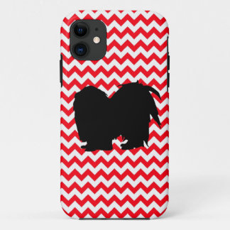 Feuer-LKW-rotes Zickzack mit Silhouette Shih Tzu iPhone 11 Hülle