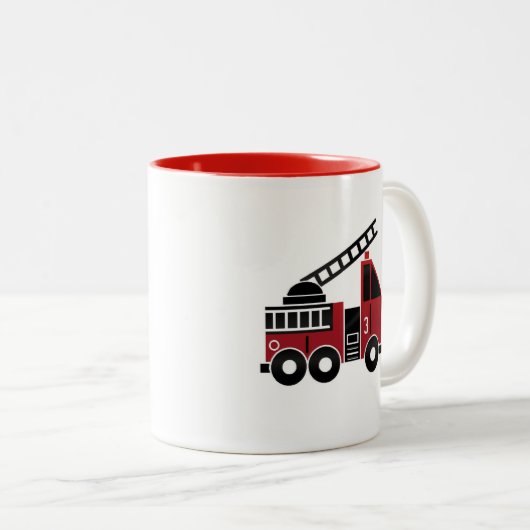 Feuer-LKW-Tasse Zweifarbige Tasse (VorderseiteRechts)
