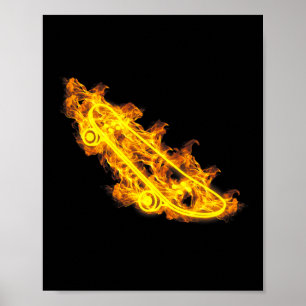 Feuer Longboard Skateboard Flammender Skater Skate Poster