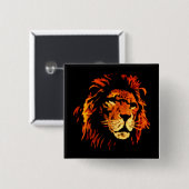 Feuer-Löwe - afrikanischer Löwe-König des Button (Vorne & Hinten)