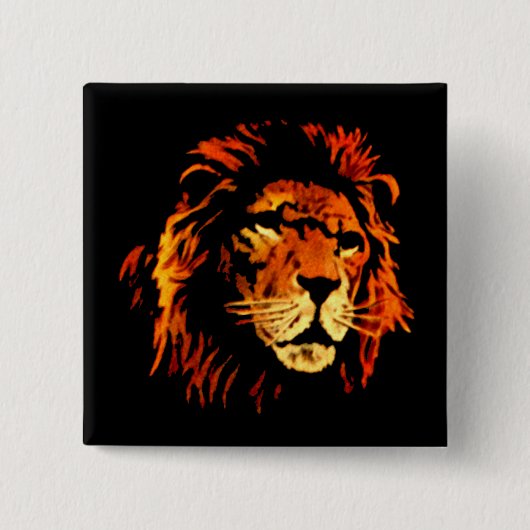 Feuer-Löwe - afrikanischer Löwe-König des Button (Vorderseite)