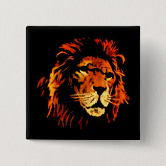 Feuer-Löwe - afrikanischer Löwe-König des Button