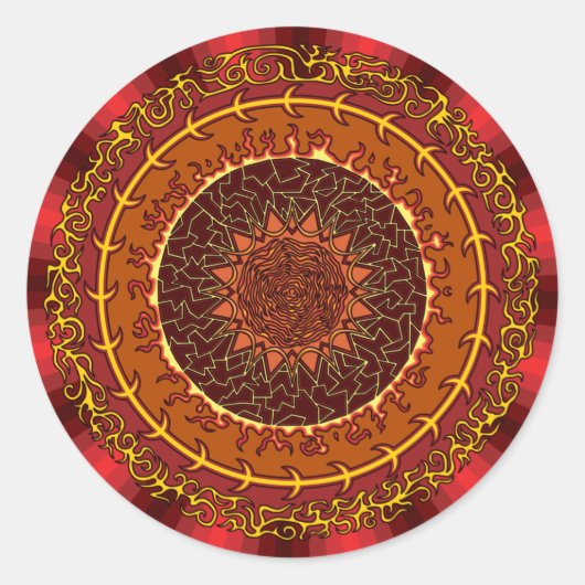 Feuer-Mandala-Sticker Runder Aufkleber (Vorderseite)