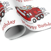 Feuer-Motor-LKW-und Feuerwehrmann-Jungen-alles Geschenkpapier (Rolleneckpunkt)