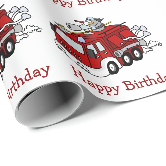 Feuer-Motor-LKW-und Feuerwehrmann-Jungen-alles Geschenkpapier (Rolleneckpunkt)