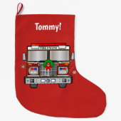 Feuer-Motor verziert für Weihnachten Großer Weihnachtsstrumpf (Vorderseite)