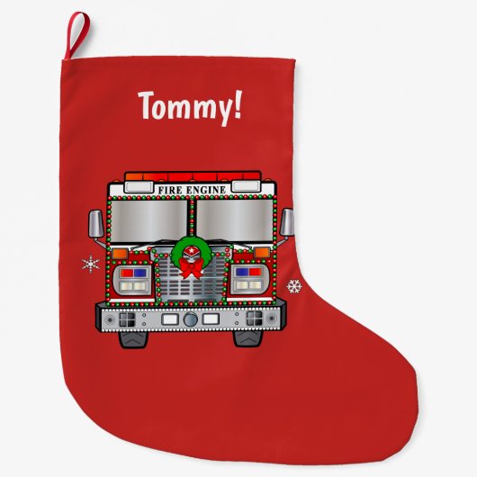 Feuer-Motor verziert für Weihnachten Großer Weihnachtsstrumpf (Vorderseite)