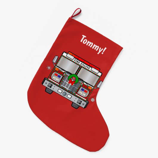 Feuer-Motor verziert für Weihnachten Großer Weihnachtsstrumpf (Vorderansicht (hängend))