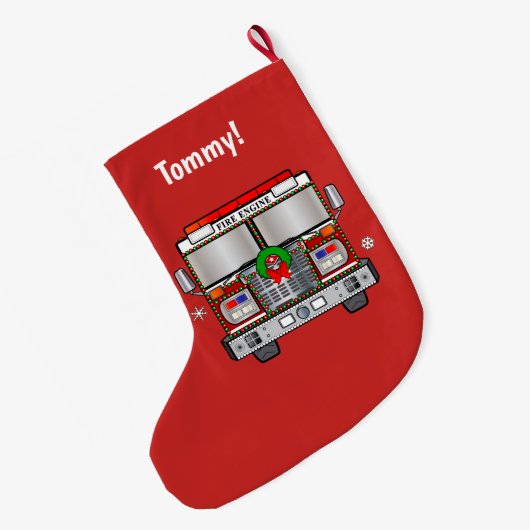 Feuer-Motor verziert für Weihnachten Großer Weihnachtsstrumpf (Rückseite (Hängend))