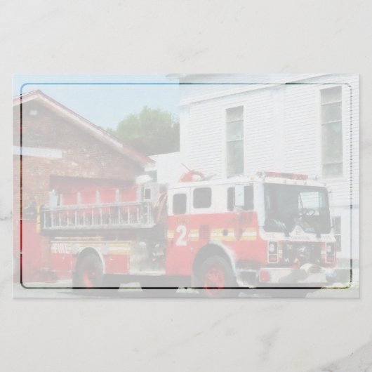 Feuer-Motor vor Feuerwache Briefpapier (Vorderseite)