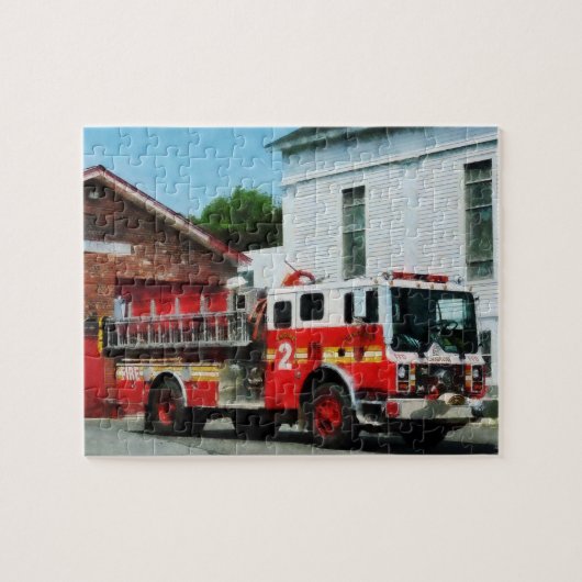 Feuer-Motor vor Feuerwache Puzzle (Horizontal)