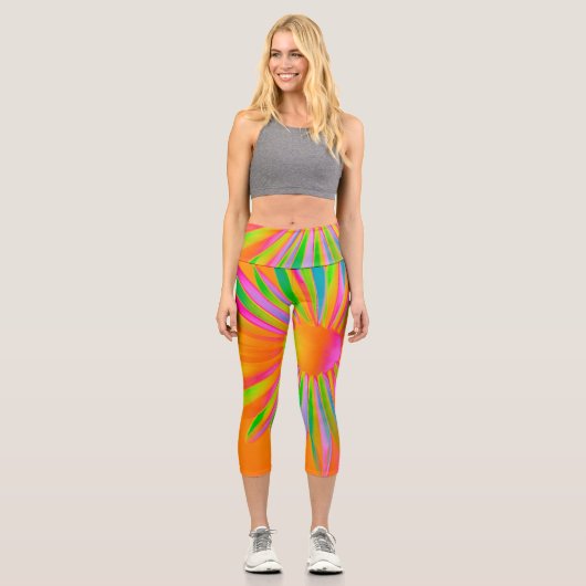 FEUER MULTI FARBFANTASY FLORAL DESIGN CAPRI LEGGINGS (Vorderseite)