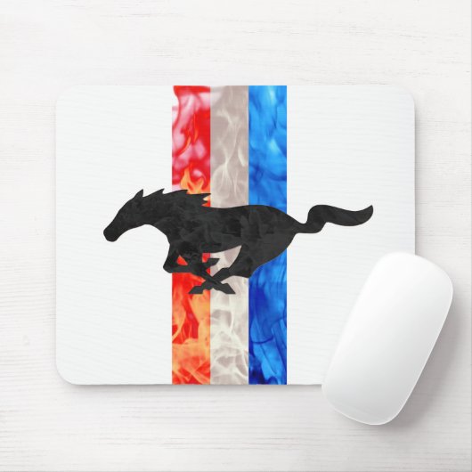 Feuer-Mustang-rotes weißes u. blau Mousepad (Mit Mouse)
