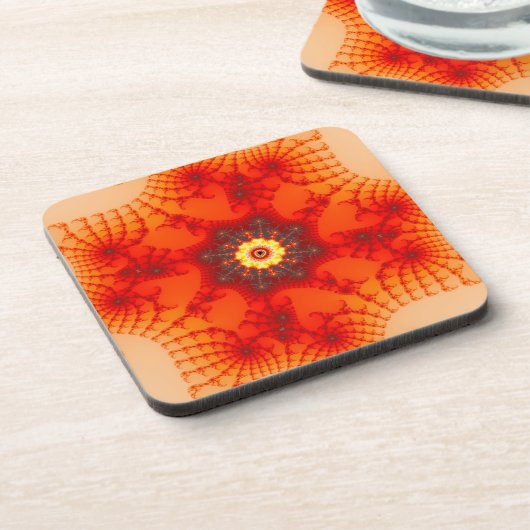 Feuer-Netz - Fraktal-Kunst Untersetzer (Linke Seite)