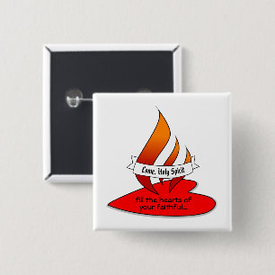 Feuer oder Flamme und Herz mit Pentecost-Zitat Button