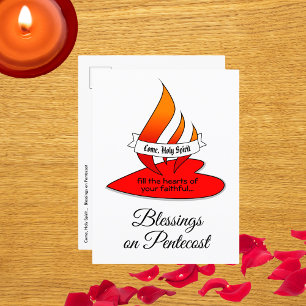 Feuer oder Flamme und Herz mit Pfingstzitat Postkarte