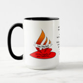 Feuer oder Flamme und Herz mit Pfingstzitat Tasse (Links)