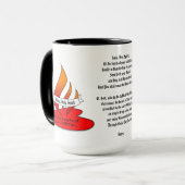 Feuer oder Flamme und Herz mit Pfingstzitat Tasse (Vorderseite Links)