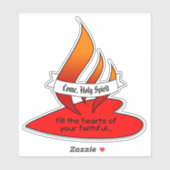 Feuer oder Flammen und Herz mit Zitat Pfingsten 1U Aufkleber (Blatt)