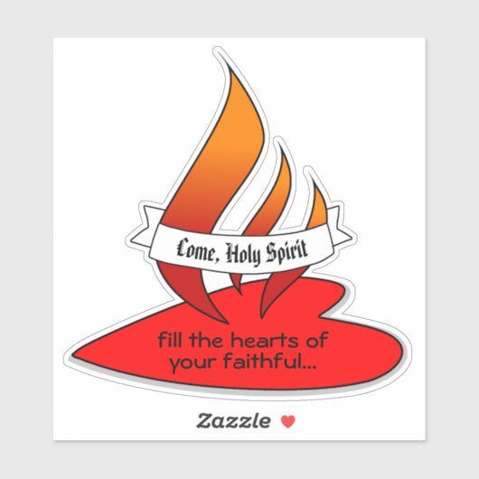 Feuer oder Flammen und Herz mit Zitat Pfingsten 1U Aufkleber (Blatt)