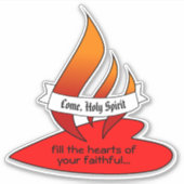 Feuer oder Flammen und Herz mit Zitat Pfingsten 1U Aufkleber (Vorderseite)