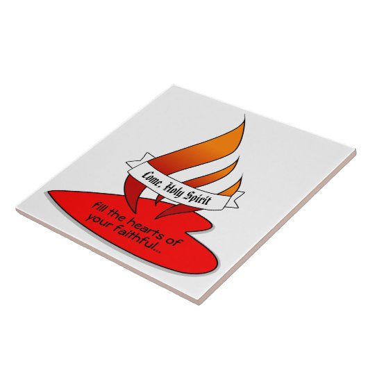 Feuer oder Flammen und Herz mit Zitat Pfingsten Fliese (Seite)