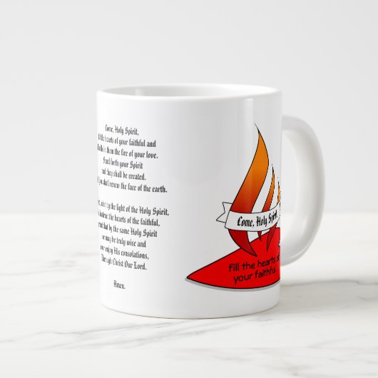 Feuer oder Flammen und Herz mit Zitat Pfingsten Jumbo-Tasse (Vorderseite Rechts)