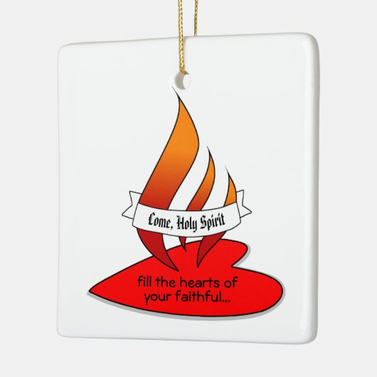 Feuer oder Flammen und Herz mit Zitat Pfingsten Keramikornament (Links)