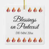 Feuer oder Flammen und Herz mit Zitat Pfingsten Keramikornament (Rückseite)