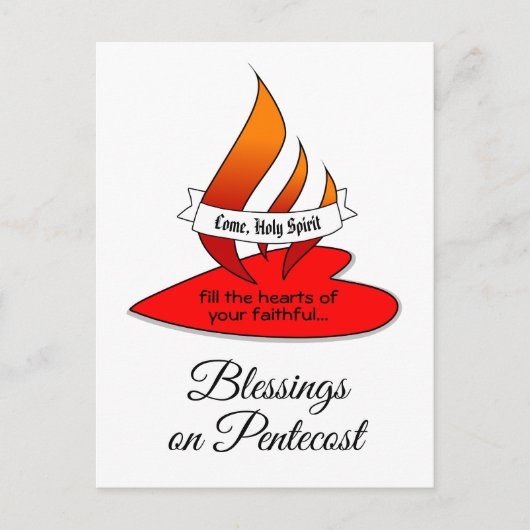 Feuer oder Flammen und Herz mit Zitat Pfingsten Postkarte (Vorderseite)