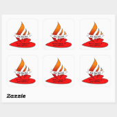 Feuer oder Flammen und Herz mit Zitat Pfingsten Quadratischer Aufkleber (Blatt)