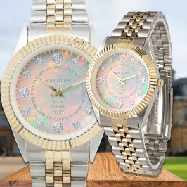 Feuer Opal Diamond Dial bearbeitbares benutzerdefi Armbanduhr