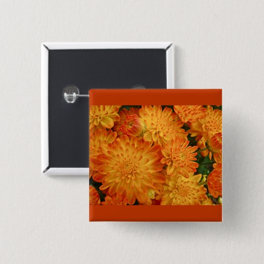 Feuer Orange Chrysanthemas Button (Vorne & Hinten)
