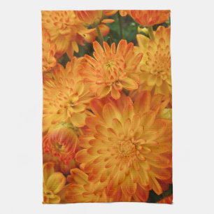 Feuer Orange Chrysanthemas Geschirrtuch
