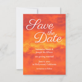 Feuer Orange Cloudy Sunset Foto Save the Date Einladung