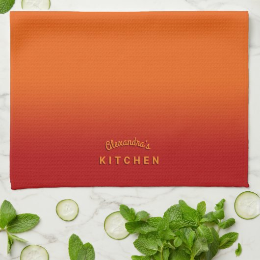 Feuer Orange Ombre Geschirrtuch (Gefaltet)