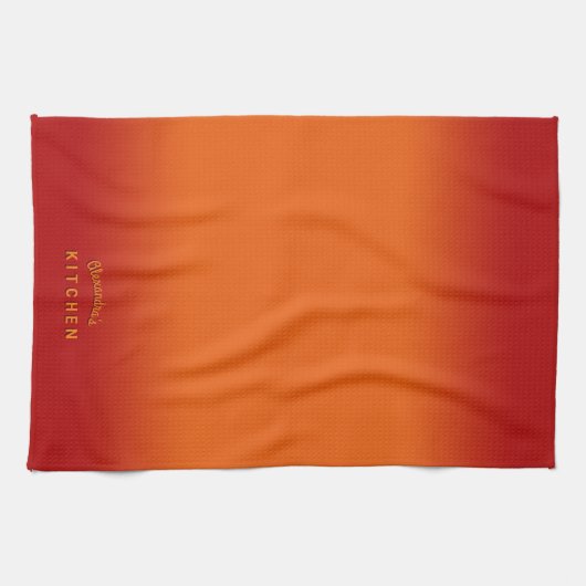 Feuer Orange Ombre Geschirrtuch (Horizontal)