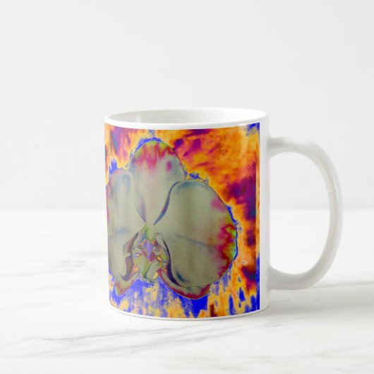 Feuer Orchid, abstrakte, lebendige Aquarellblüte Kaffeetasse (Rechts)
