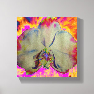 Feuer Orchid, abstrakte, lebendige Aquarellblüte Leinwanddruck
