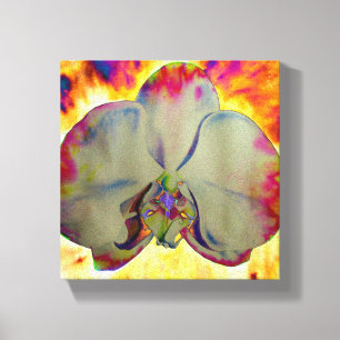 Feuer Orchid, abstrakte, lebendige Aquarellblüte Leinwanddruck