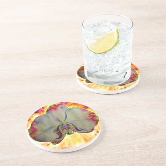 Feuer Orchid, abstrakte, lebendige Aquarellblüte Untersetzer (Seite)