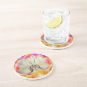 Feuer Orchid, abstrakte tropische Blumenbemalung Sandstein Untersetzer (Seite)